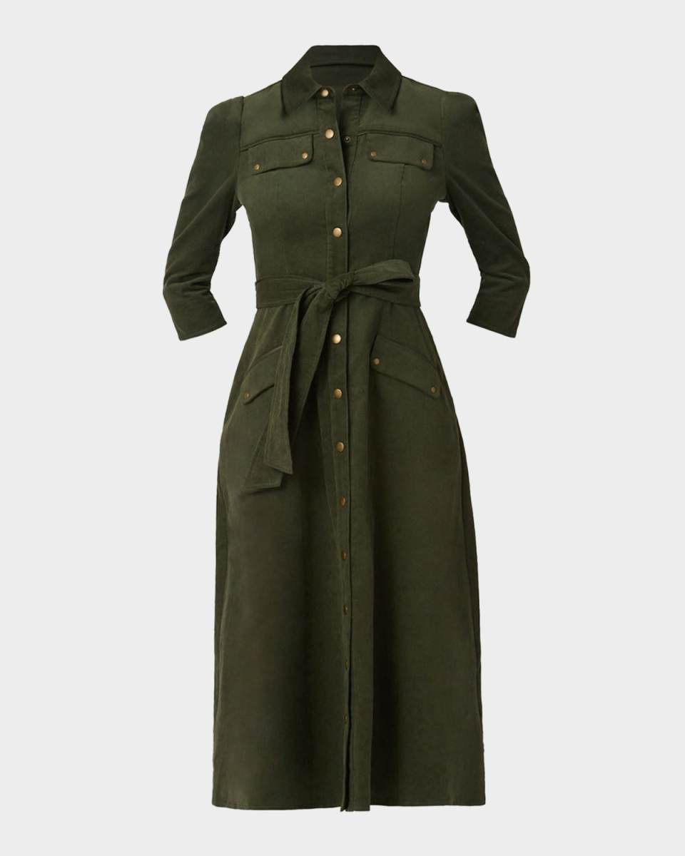 Amanda Cotton Corduroy Midi Shirtdress